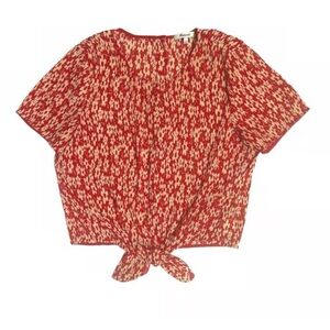 Madewell Crinkle Button-Back Tie Blouse Top